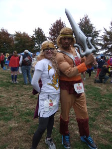 Jenn as She-Ra, with He-Man, at the 2012 Super Hero 5K In Cambridge, MA.
