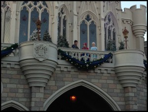 It was "snowing" as we ran into the castle.