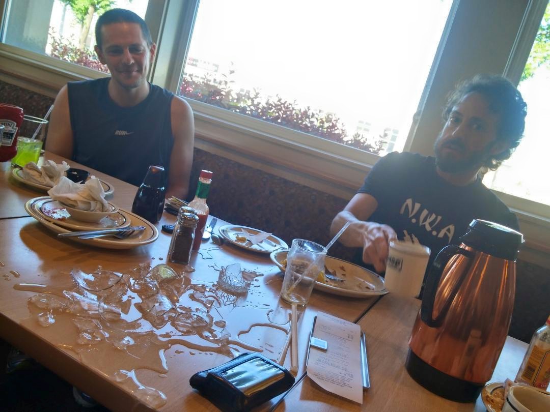 Shattered glass at breakfast: bad omen or bad ass?  