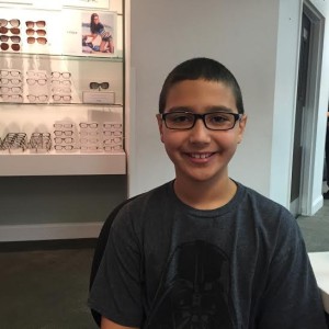 Getting his first pair of glasses? EXCITED!