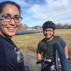 Ran through the field at my son's school while he rode nearby and cheered for me.