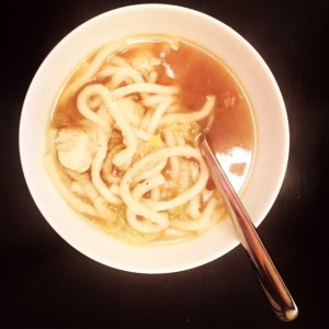 Chicken and udon noodle soup. Stealth delicious. 