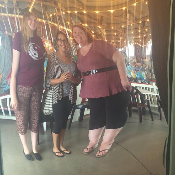 Fun house mirror... but I really am that much shorter than Bec and her daughter. Whomp whomp!