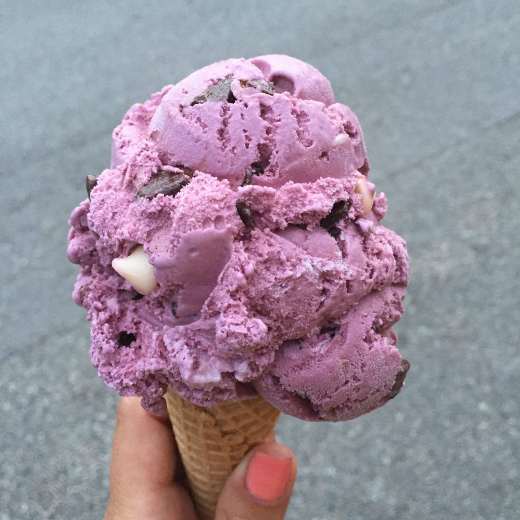 Purple Cow = Black Raspberry with chocolate and white chips